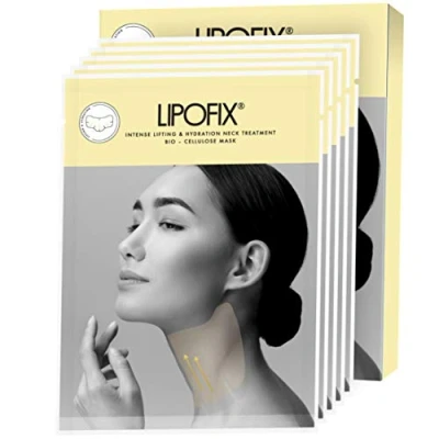 Image of LIPOFIX Neck Masks for Skincare Double Chin Reducer Lift Intense Tightening, Anti Aging &amp; Wrinkle Bio Cellulose Treatment Firming Mask V Shape Jawline 5