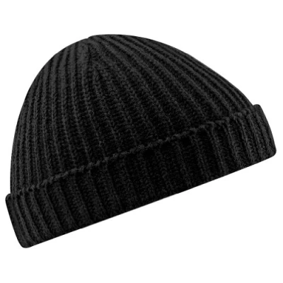 Image of Beechfield Unisex Retro Trawler Winter Beanie Hat Baseball Cap, Black, One Size