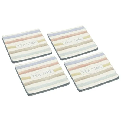 Image of KitchenCraft KCCCCOAST4 Classic Collection Vintage Style Ceramic Drink Coasters (Set of 4), 10 x 9.8 0.8 cm