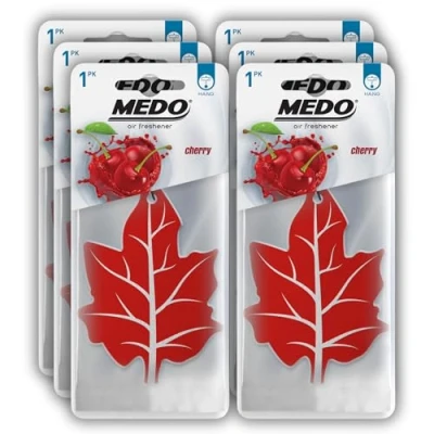 Image of MEDO Leaf Hanging Car Air Freshener, Strong Long lasting Fragrance, Removes Everyday Odours, For Interior Home &amp; Office 6 Pack Cherry Scent
