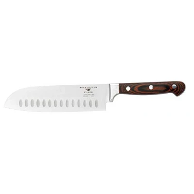 Image of Rockingham Forge Essentials 8000 Series 7 Santoku Knife with Classic Riveted Pakkawood Handles and Full Tang Construction, Stainless Steel Blades