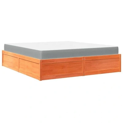 Image of vidaXL Bed with Mattress Wax Brown 180x200 cm Super King Solid Wood Pine