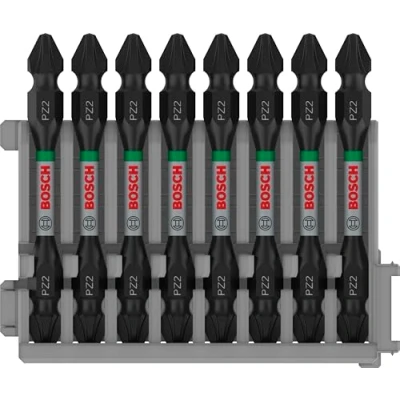 Image of Bosch Professional 8pcs. Double Screwdriver Bit Set Pozidriv (Impact Control, 8 x PZ2 Bits, Length 65mm, Pick and Click, Accessory Impact Drill)