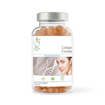 Image of Collagen Complex 60 Natural Pineapple Flavour Chewable Gummies One Per Day Hydrolysed with Biotin, Vitamin C and Selenium 2 Months Supply Healthy Skin Hair for Men Women