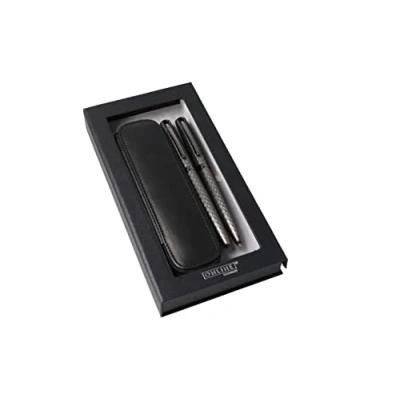 Image of Online Set Eleganza Fountain Pen &amp; Ballpen Diamond I Titan Nib Size M Metal Clip Retractable Biro for Standard Ink Cartridges Or Converter In Gift Box