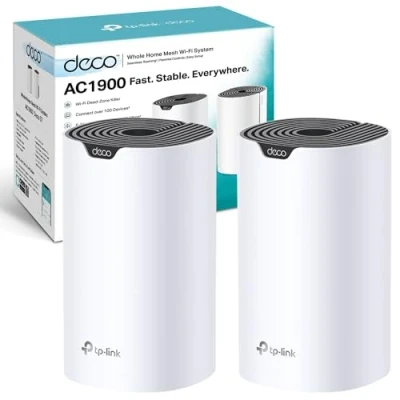Image of TP Link Deco S7 AC1900 Whole Mesh Wi Fi System, Dual Band with Gigabit Ports, Coverage up to 3,900 ft2, Connect 150 devices, 1.2 GHz CPU, Work Amazon Alexa, Parental Controls, Pack of 2