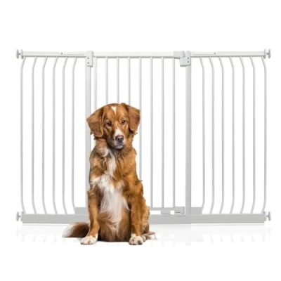 Image of Bettacare Extra Tall Elite Dog Gate, 152cm 161cm, Matt White, 96.8cm in Height, Pressure Fit Pet Gate for and Puppy, Barrier, Easy Installation