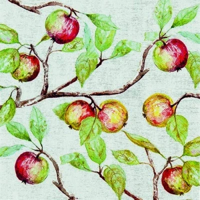 Image of 20 Napkins Apple Branches Table Decoration with Fruit 33 x cm