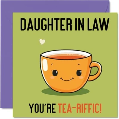 Image of Birthday Cards for Daughter in law Tea riffic Funny Happy Card from Mum Dad Law, Gifts, 145mm x Joke Greeting Women Her
