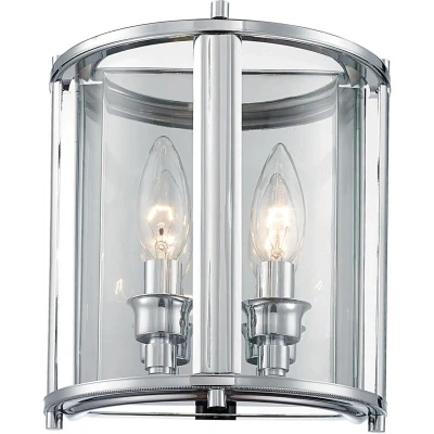 Image of New York 2 Light Wall Lamp Silver, E14