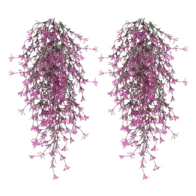 Image of 2Pcs Artificial Hanging Plants Indoor Fake Trailing Ivy Leaves Decoration for Outdoors Kitchen Garden Living Room