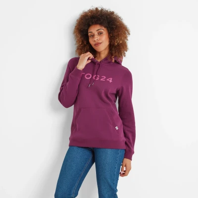 Image of TOG24 Magdalen Womens Graphic Hoody with Kangaroo Pocket Purple Berry