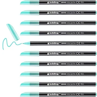 Image of edding 1200 colour pen fine sweet mint 10 pens round tip 1 mm felt for drawing and writing school or mandala