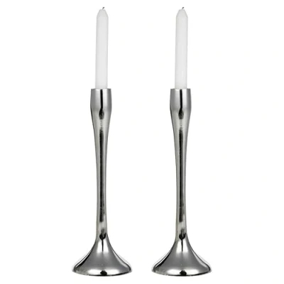Image of URBNLIVING 26/31cm Tall Metal Candle Taper Stand Holder Candlesticks Set for Candlelight Dinner Table Centrepiece Mantel Wedding Decorative Decor Christmas Party Housewarming Gift (2x Silver large)