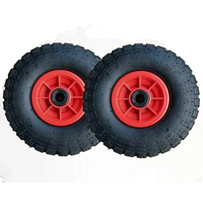 Image of KetoPlastics PAIR OF 10&quot; PNEUMATIC WHEELS 4.10/3.50 4 SACK TRUCK TROLLEY WHEELBARROW WHEEL WITH 16MM BORE
