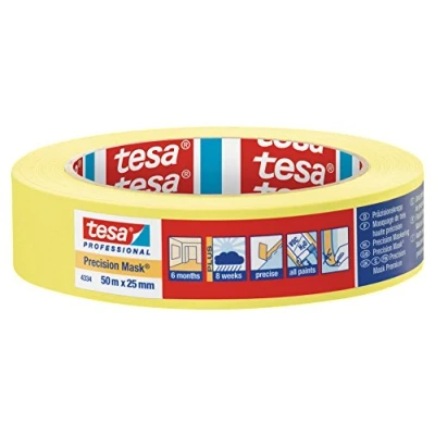 Image of tesa 43340000100 Precision Mask Indoor Masking Tape for Painting and Decorating, Residue Free Removal, 50 m x 25 mm