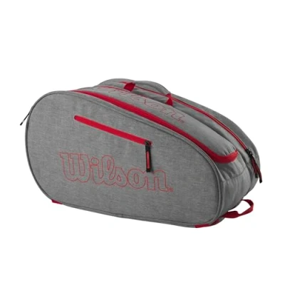 Image of Wilson Padel Team Bag, Holds up to 4 Rackets, Grey/Red