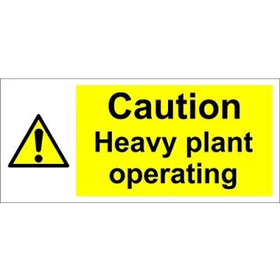 Image of Construction site Safety Caution Heavy Plant Operating Sign Self Adhesive Sticker 300mm x 100mm