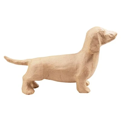 Image of Décopatch Ref SA189C Dachshund Dog Papier Maché Object to Decorate 27.5 x 7 15.5cm with Papers &amp; PaperPatch Glue, Glitter, Paints