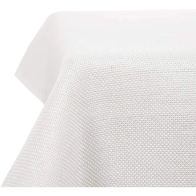 Image of Deconovo Christmas Decorations Solid Color Faux Linen Water Resistant Rectangular Table Cover for Birthday Party 55x98in(140x250cm) White