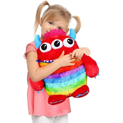 Image of I LOVE FANCY DRESS WORRY YUMMY MONSTER CHILDRENS SOFT TOYS 15 INCHES (38 CM) TALL LOVES EATING YOUR WORRIES RED MUNCH