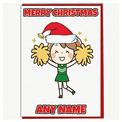 Image of AK Giftshop Personalised Cheerleader Cheer leading Themed Christmas Card