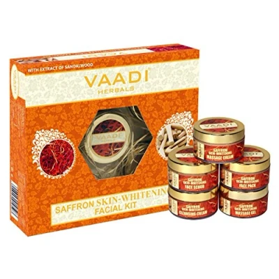 Image of Vaadi Herbals Saffron Skin Whitening Facial Kit with Sandalwood Extract, 270g