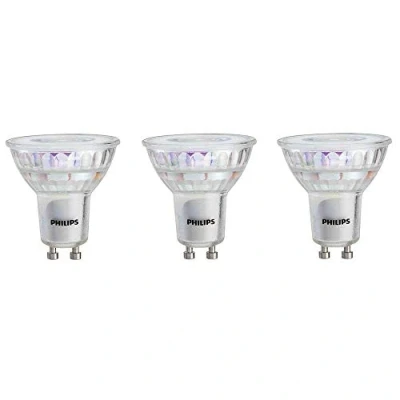 Image of Philips LED Flicker Free GU10 Bulb, 380 Lumen, Bright White Light (3000K), 4W=50W, Title 20 Certified, 3 Pack