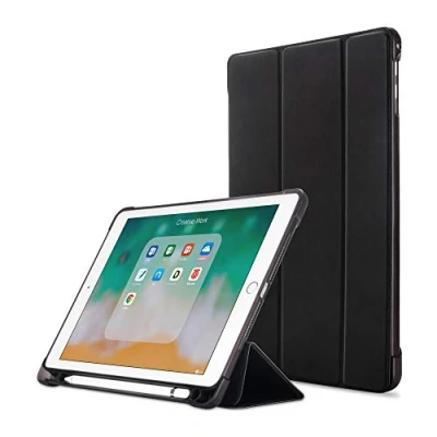 Image of MadeRy Case for iPad (7th generation) (10.2&quot; 2019) / Air 3 (2019) Pro 10.5&quot; (2017), Ultra Slim Soft TPU Back Cover with Pencil Holder and Trifold Stand, Auto Sleep/Wake, Red