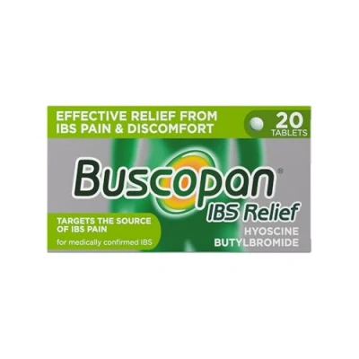 Image of Buscopan IBS Relief Targets the Source of Pain and Cramps starts to work in 15 minutes 20 Tablets from &amp; discomfort