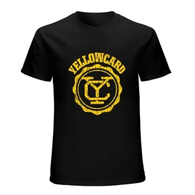 Image of Yellowcard Music Rock Men Cotton T Shirt Short Sleeve Clothes Tees 3XL Black