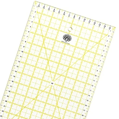 Image of OfficeTree Patchwork Ruler 60 x 16 cm Quilters with Clear Grip Quilting Sewing Acrylic Fabric Quilter