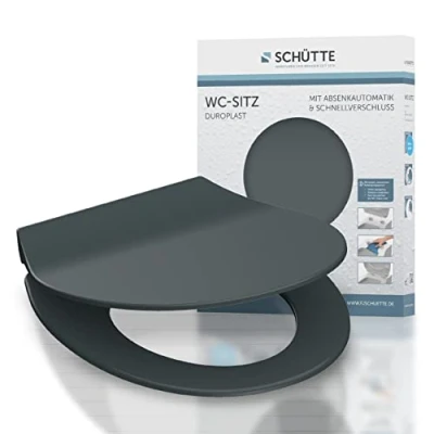 Image of Schütte 82704 Soft Close Mechanism, Quick Release, Slim Lid, Toilet Seat in Grey, Charcoal