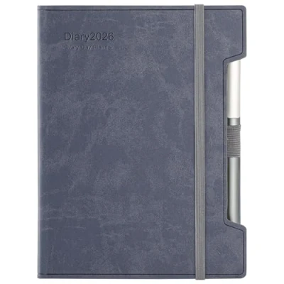Image of Academic Diary 2026 A5 Day Per Page, Daily Planner 2026,2026 from Jan to Dec 2026,12 Months Agenda,Daily with Hard Cover, Pen,Pen Loop, Stickers (Blue)