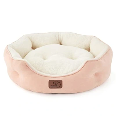 Image of Bedsure Large Cat Bed Washable Pink For Indoor Cats and Kitten, Small Sofa with Slip Resistant Bottom Puppy Dogs, Gift Pets Cat, Round, 51x48x15cm