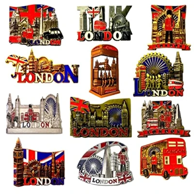 Image of 12 London souvenirs metal fridge magnets British Union Jack England magnet