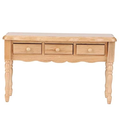 Image of Doll House Desk, Mini Wooden Bedroom Room Furniture Desk Dollhouse Accessories Kids Pretend Play Toy for 1:12