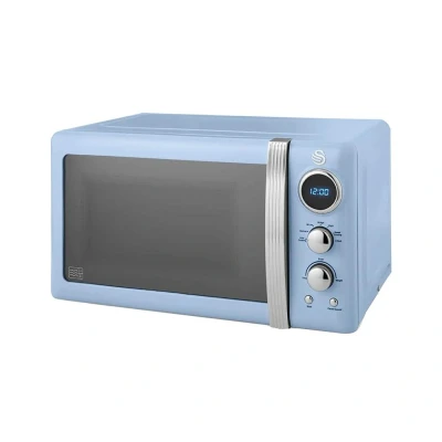 Image of Swan Retro Blue 800W Digital Microwave