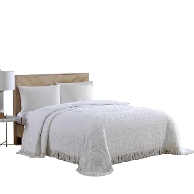Image of Beatrice Home Fashions Medallion Chenille Bedspread, Full, White