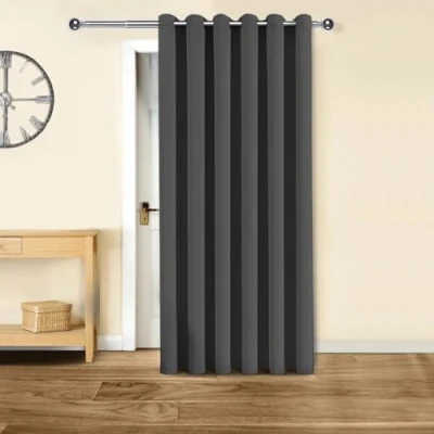 Image of Oxford Homeware Eyelet Blackout Curtain Thermal Insulated window Treatment 1 Panel Living Room Kitchen Bedroom Door Curtains (Grey, 66x84 (167x213cm))