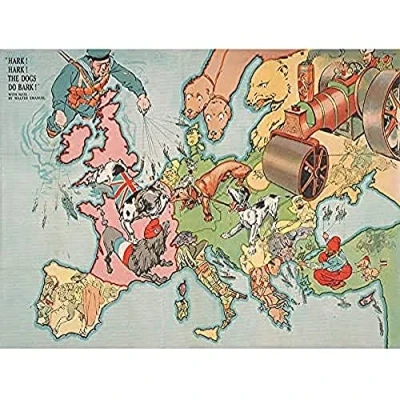 Image of Johnson 1914 Map Europe WWI Satirical War Art Print Canvas Premium Wall Decor Poster Mural