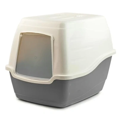 Image of KCT Enclosed Hooded Large Cat Litter Box/Tray/Pet Loo Grey