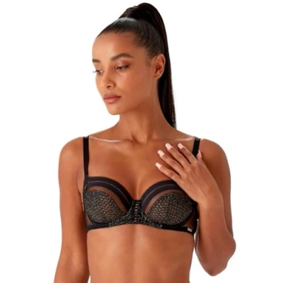 Image of Gossard Women&#039;s Condradiction Balconette Bra, Black/Silver, 34B