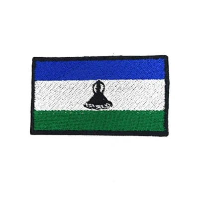 Image of Lesotho National Country Flag Iron Sew on Embroidered Patch