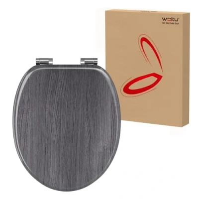 Image of WOLTU Wooden Toilet Seat, Soft Close WC Seat with Strong Hinge Ideal for Standard Grey Maple