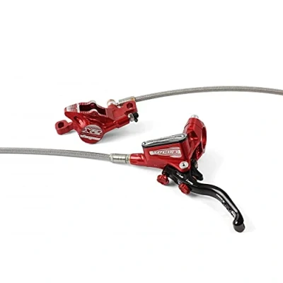 Image of Hope Tech 3 X2 Braided Hose Hydraulic Disc Brakes Front Right Red