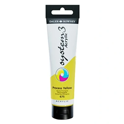 Image of Daler Rowney System3 Acrylic Paint, Plastic Tube, 5.07oz 150 ml, Process Yellow