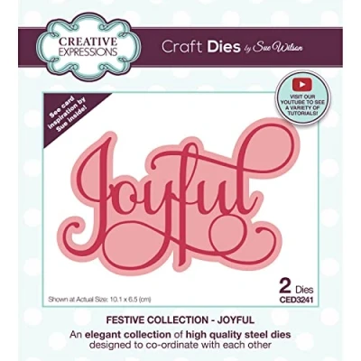 Image of Creative Expressions Sue Wilson Festive Collection Joyful Craft, Metal, Die Size 10.1 x6.5 cm