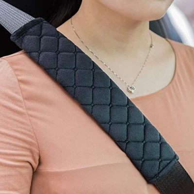 Image of Car Seat Belt Comfort Harness Pad 2 Pack, SeatBelt Pads Cover Safety Strap Shoulder for Adults and Children(Black)