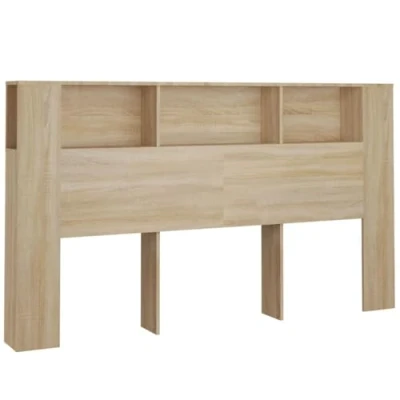 Image of vidaXL Headboard Cabinet Bedroom Furniture Bed Header Wall Backboard Bookcase with Storage Sonoma Oak 180x18.5x104.5 cm